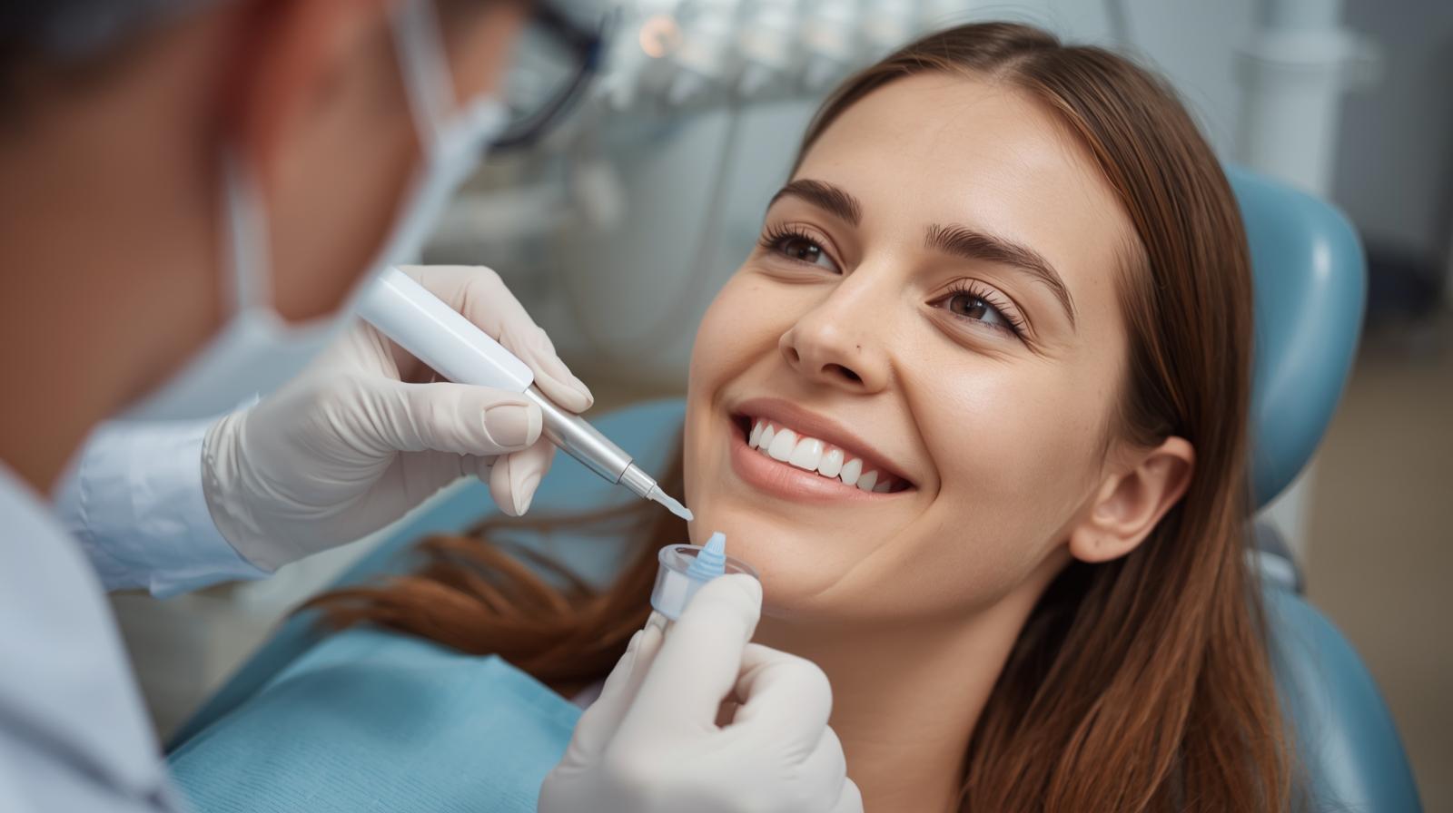 Paciente sonriendo tras un tratamiento de blanqueamiento interno (post-endodoncia) en un diente tratado